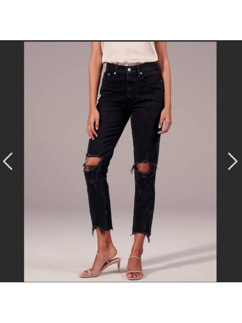 Abercrombie High Rise Ankle Mom Jean - Black - 25R